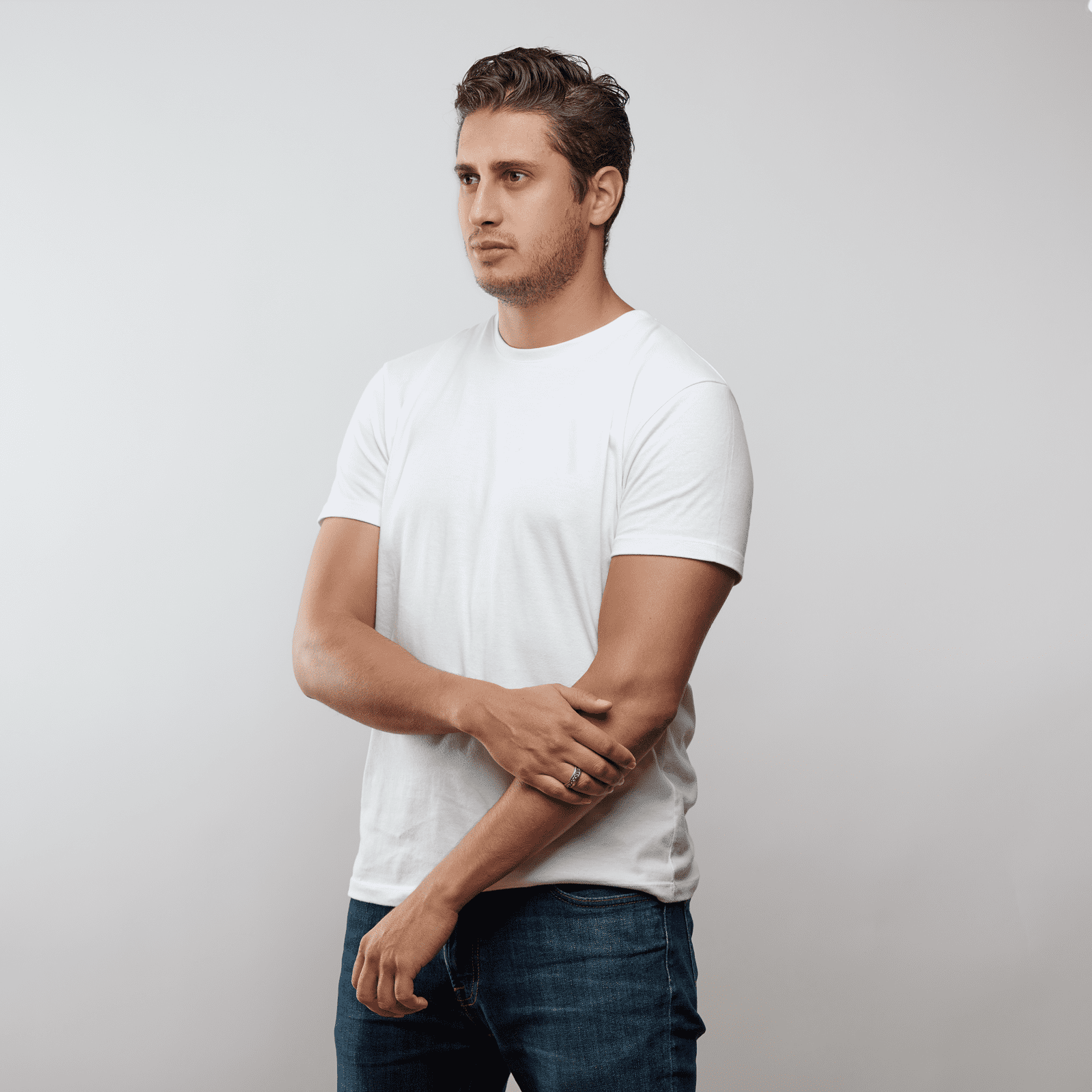 LUCKMAN Anillos Hombre de Acero Inoxidable con Cadena, Anillo Anti Ansiedad Giratorio Color Plata - Modelo Ander