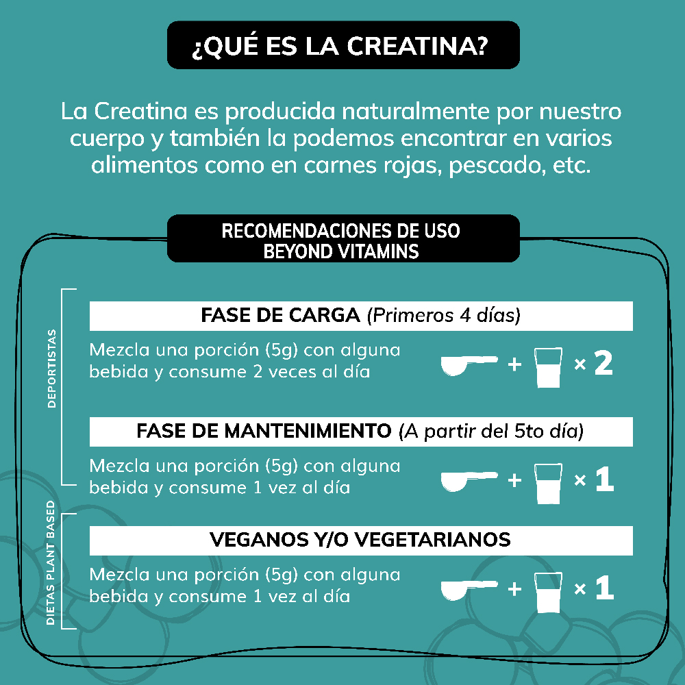 Suplemento Alimenticio Beyond Vitamins Creatina Monohidratada Micronizada Pura 450 gr