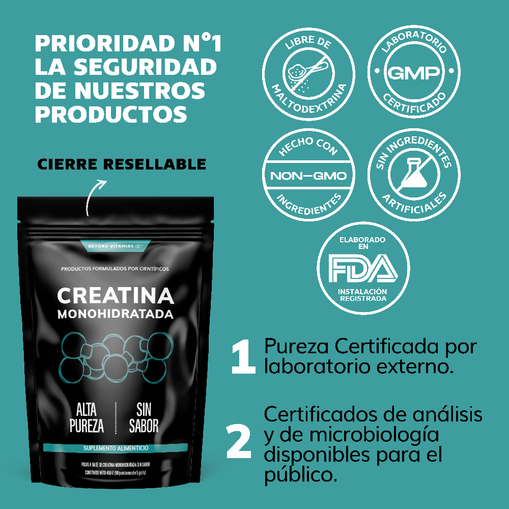Suplemento Alimenticio Beyond Vitamins Creatina Monohidratada Micronizada Pura 450 gr
