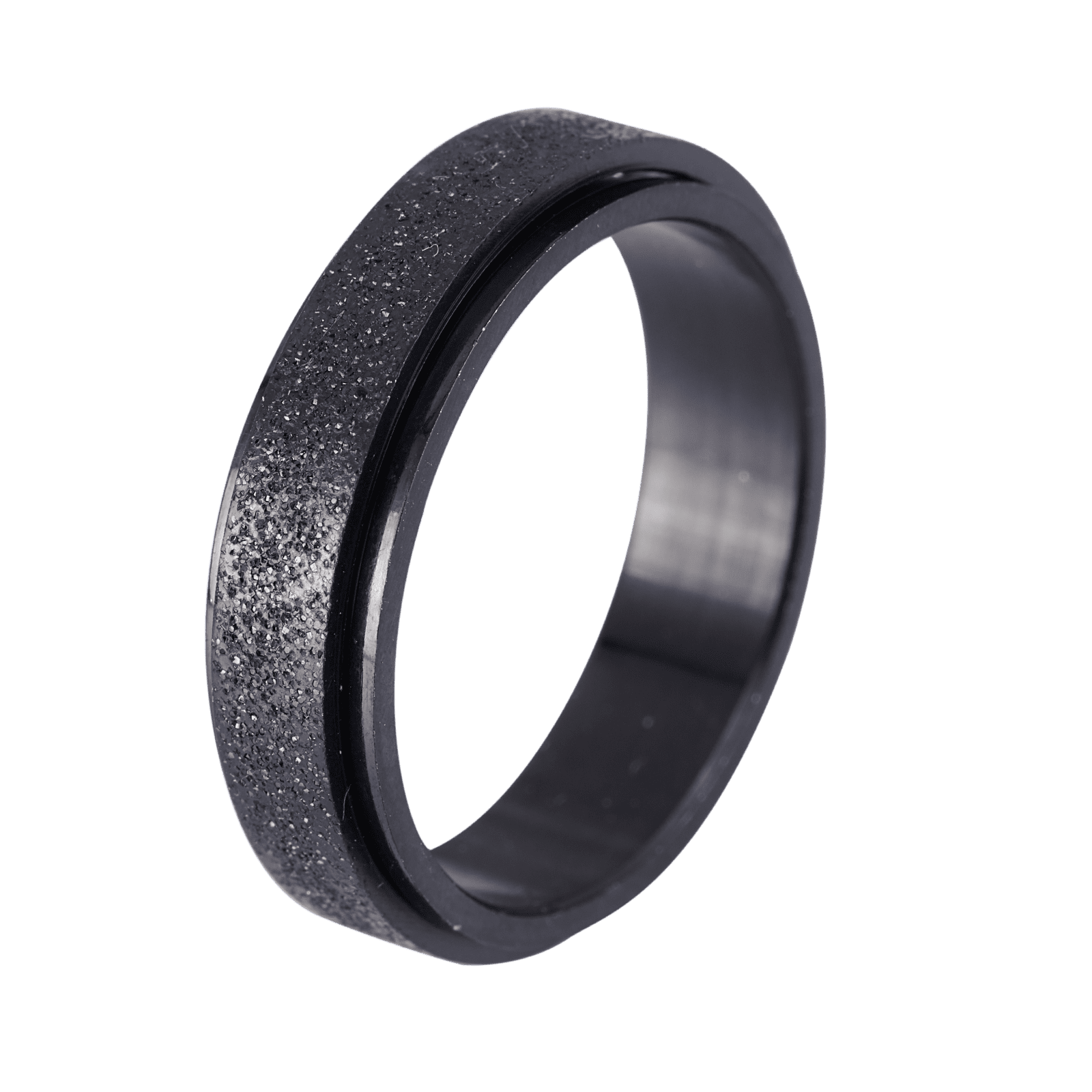 LUCKMAN Anillos Hombre Giratorios, Anillo Anti Ansiedad de Acero Inoxidable Color Negro - Modelo Elvis