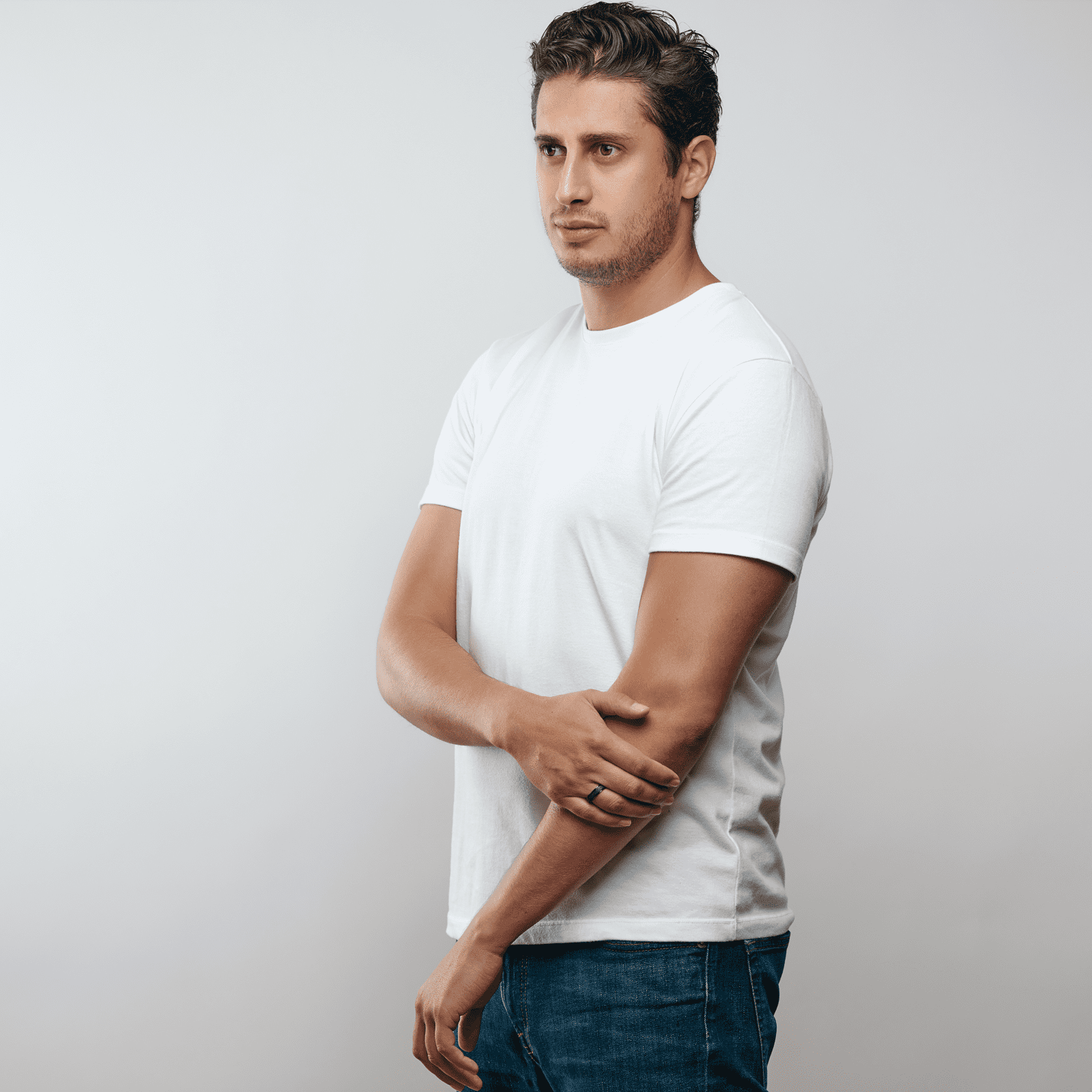 LUCKMAN Anillos Hombre Giratorios, Anillo Anti Ansiedad de Acero Inoxidable Color Negro - Modelo Elvis