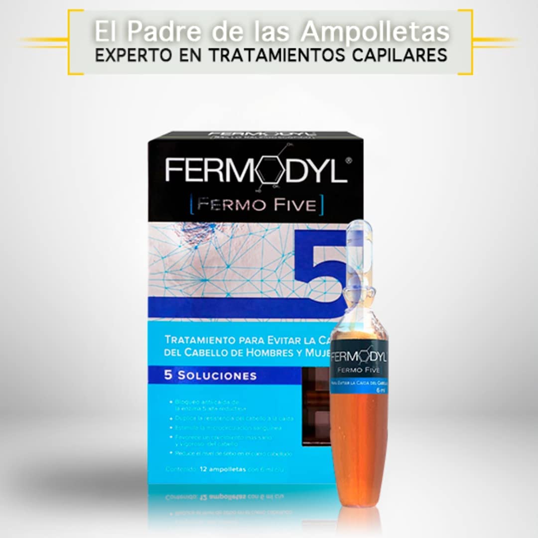 Fermodyl Ampolletas FermoFive 12 Ampolletas de 6ml y Shampoo Fermodyl de 400 ml (Combo 2x1)