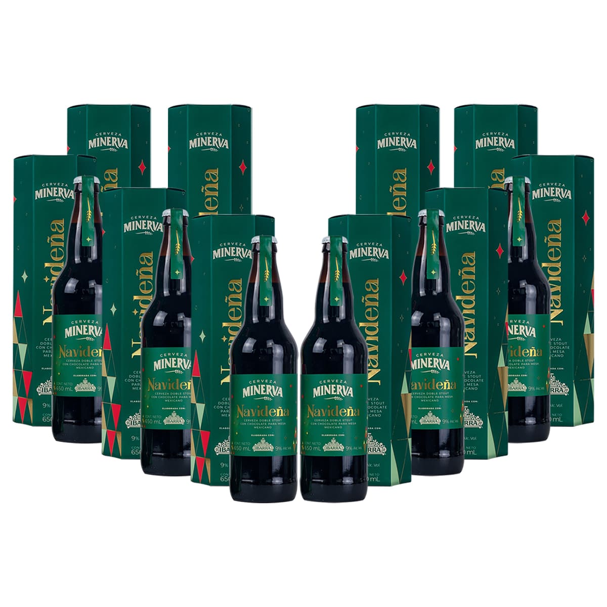 10 Pack Cerveza Minerva Navideña Doble Stout 650ml