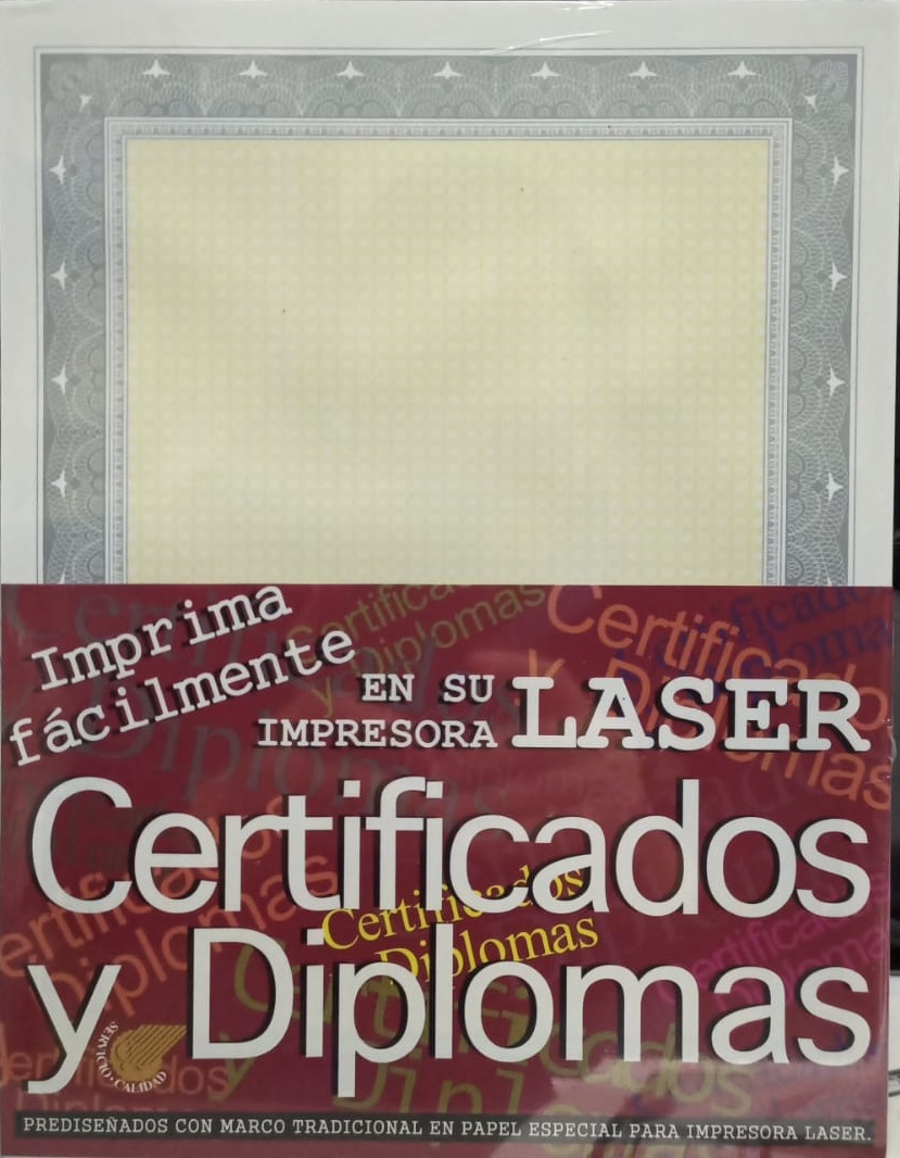 Papel impreso para diplomas y/o certificados de color Plata (50 Hojas)