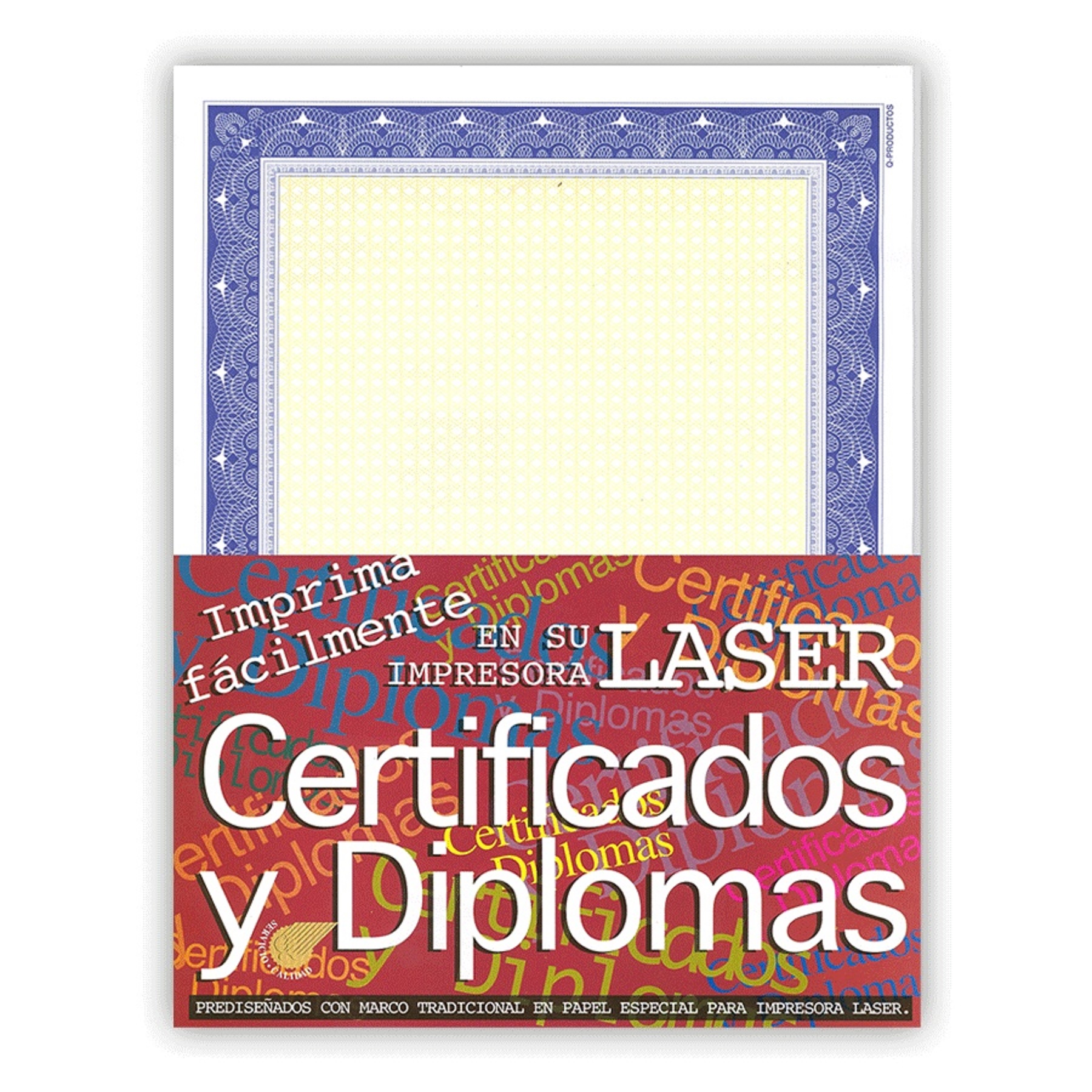 Papel impreso para diplomas y/o Certificados color azul (50 Hojas)