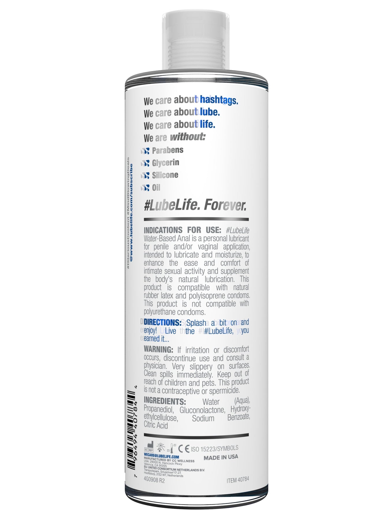 Lubelife  Anal Base Agua 240ml Lubricante Anal