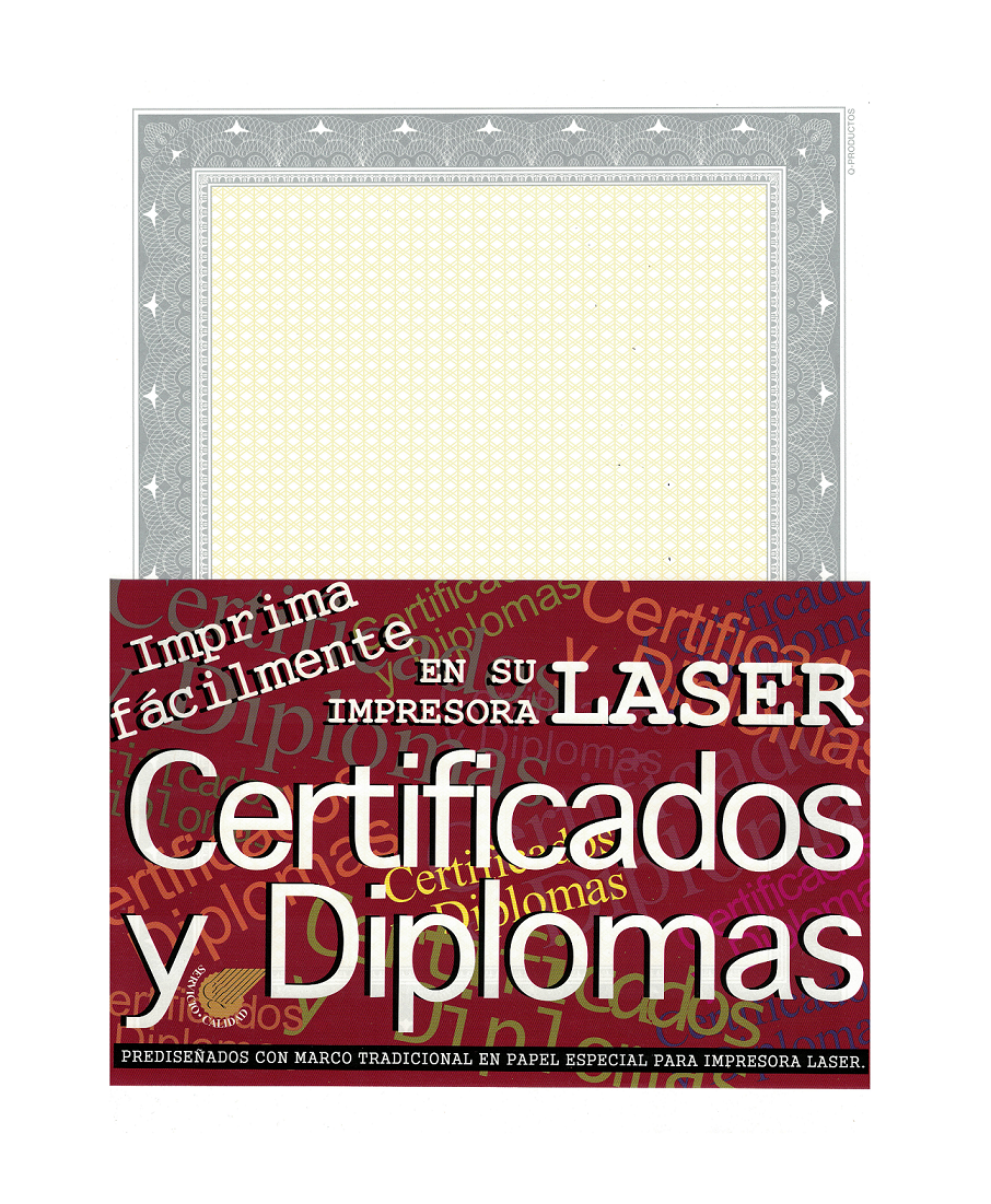 Papel impreso para diplomas y/o certificados de color Plata (50 Hojas)