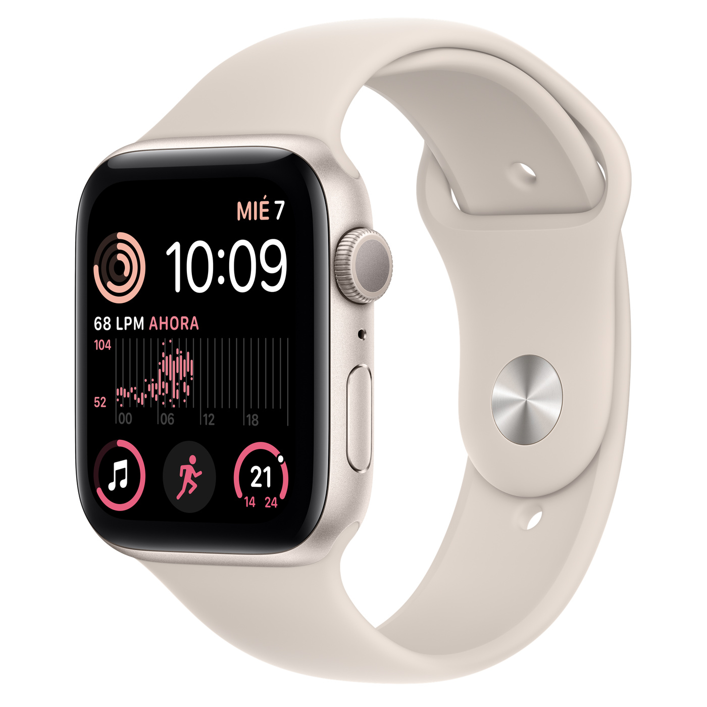 Apple Watch SE GPS, Caja de Aluminio Color Blanco Estelar de 44mm  