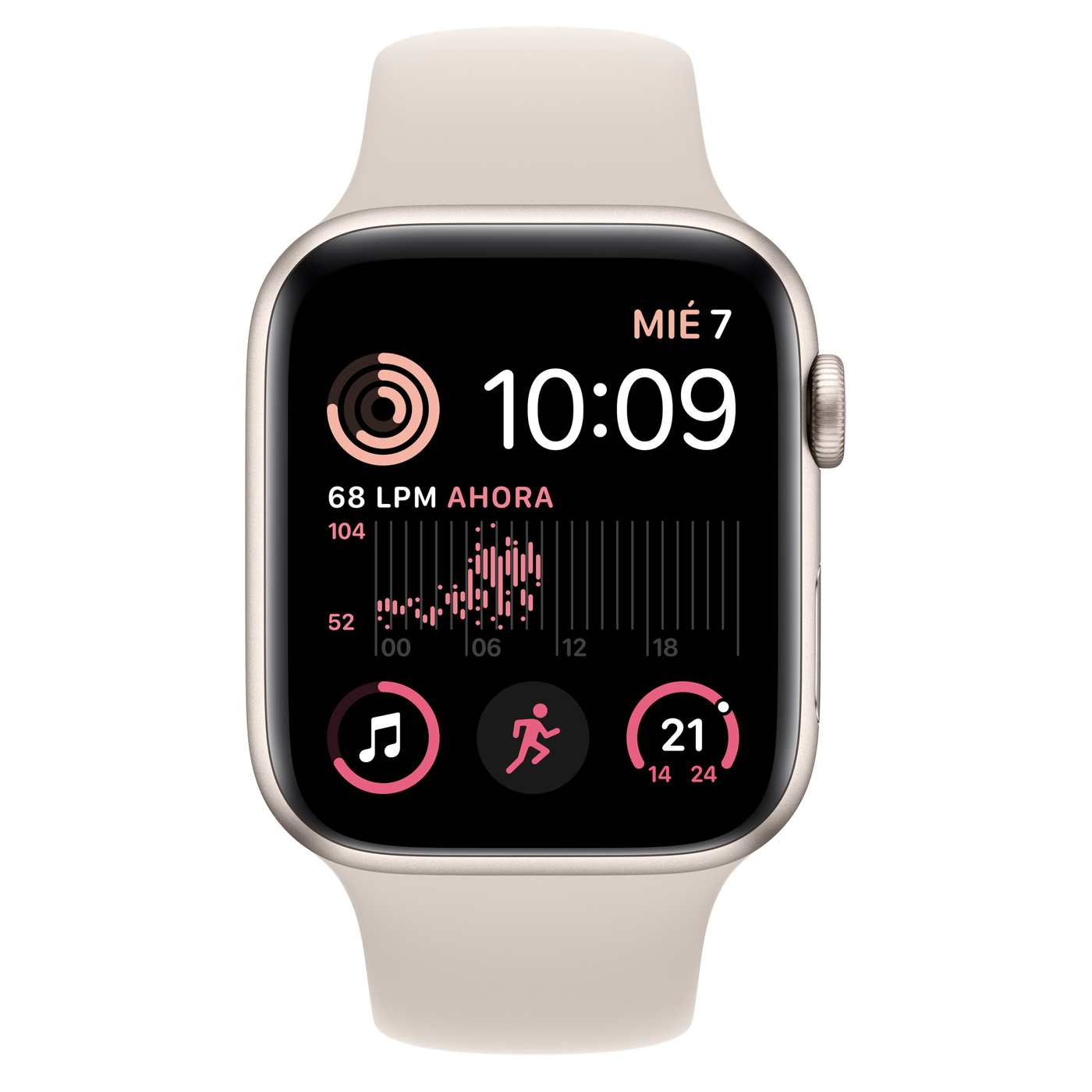 Apple Watch SE GPS, Caja de Aluminio Color Blanco Estelar de 44mm  