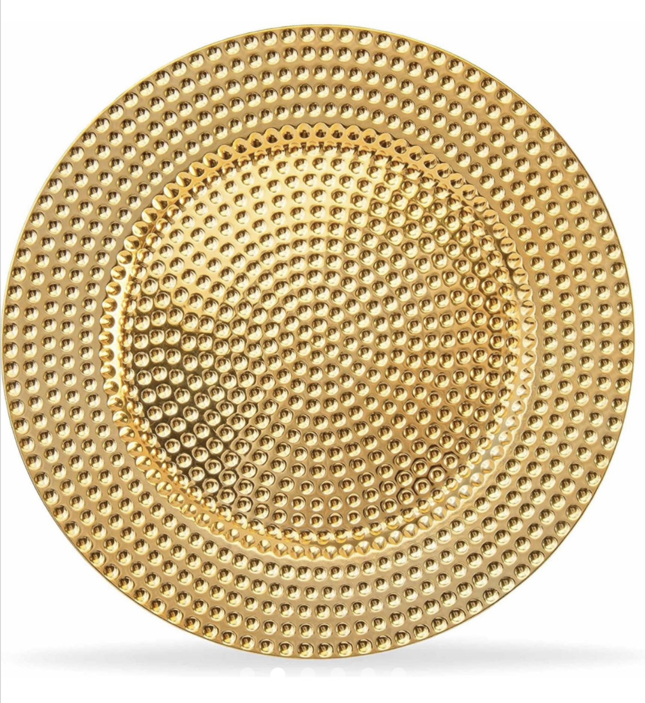 Plato Base Dorado Con Servilletero 12 Pzas Martillado
