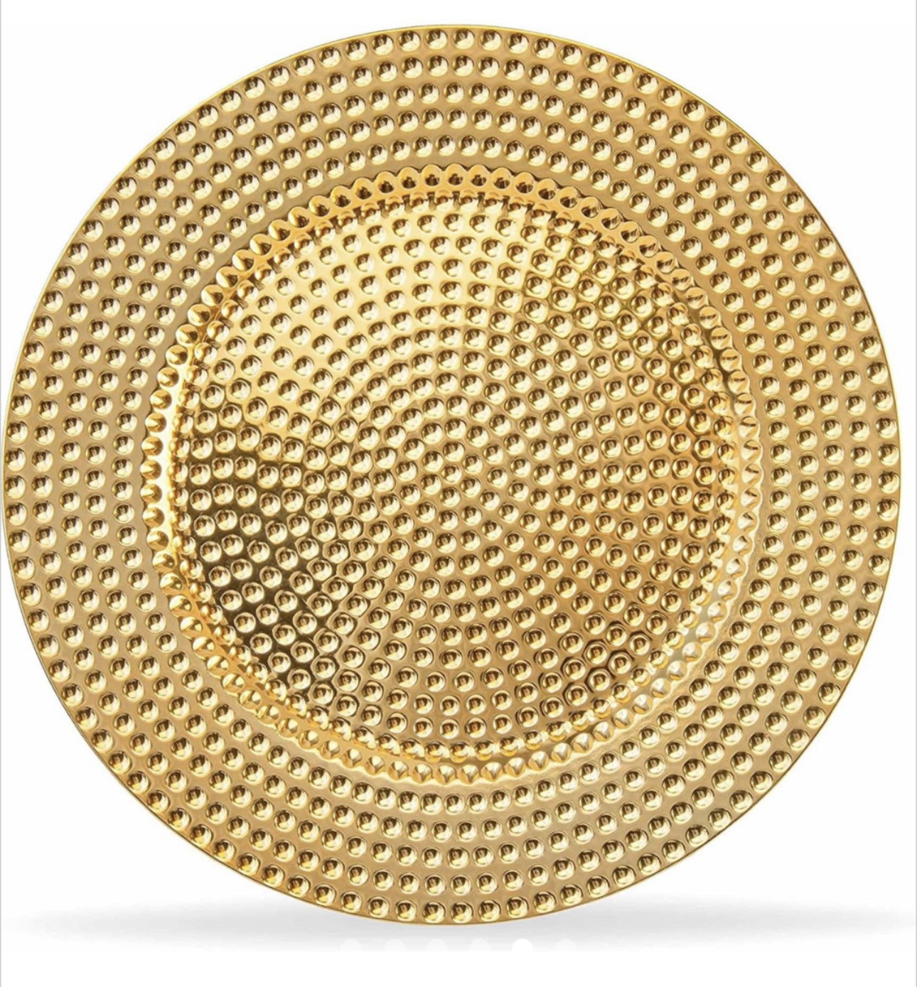 Plato Base Dorado Con Servilletero 12 Pzas Martillado