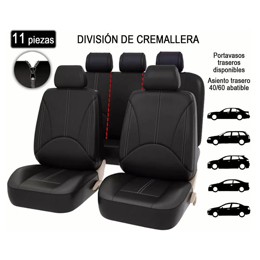  Cojín de asiento de automóvil para suministros de automóvil,  silla de oficina, cómodo cojín con bolsa de almacenamiento (1 delantero)  (negro) : Automotriz