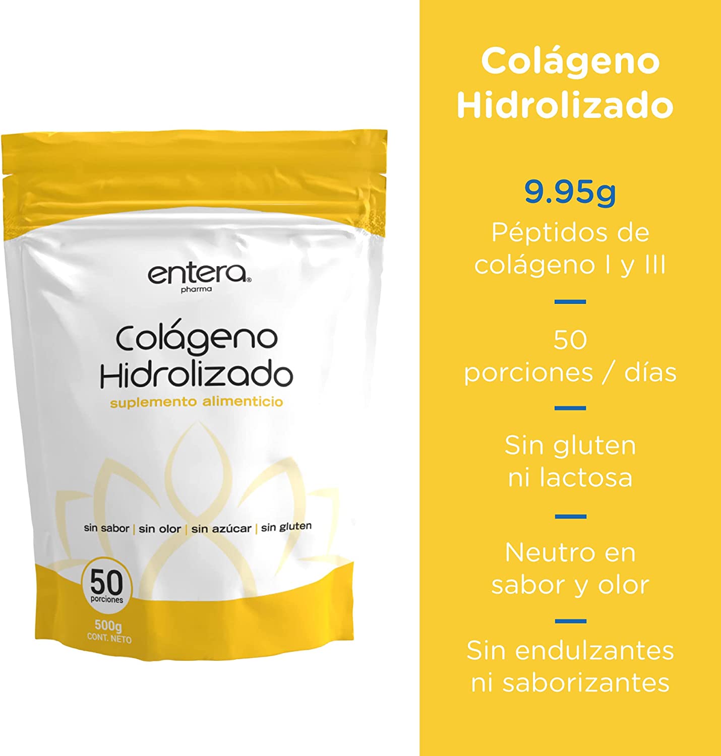 Colágeno Hidrolizado Entera Pharma® Sin Azucar 500g