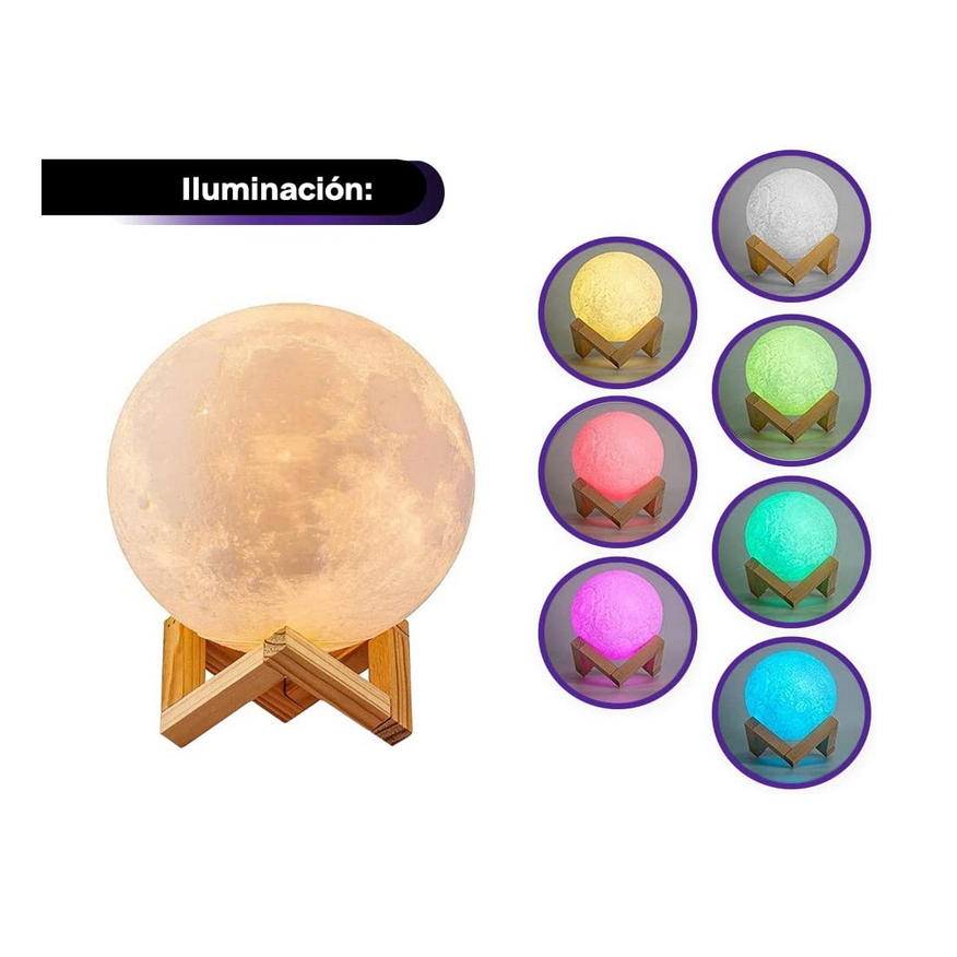 Lampara En Forma De Luna Recargable Touch Con Control