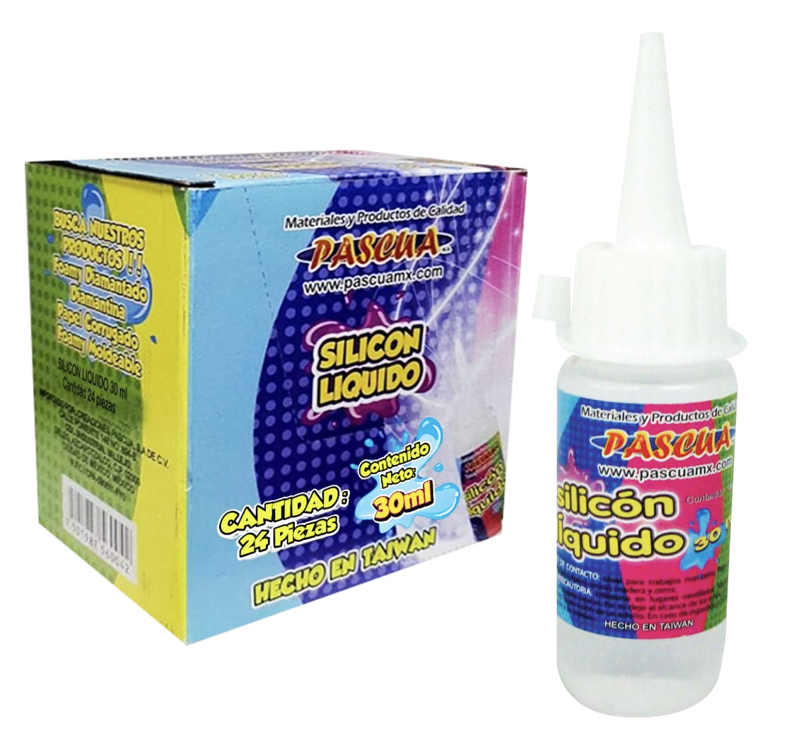 Silicon Liquido Pascua pegamento transparente para manualidad, escolar y de oficina 30 ML 24 pzas