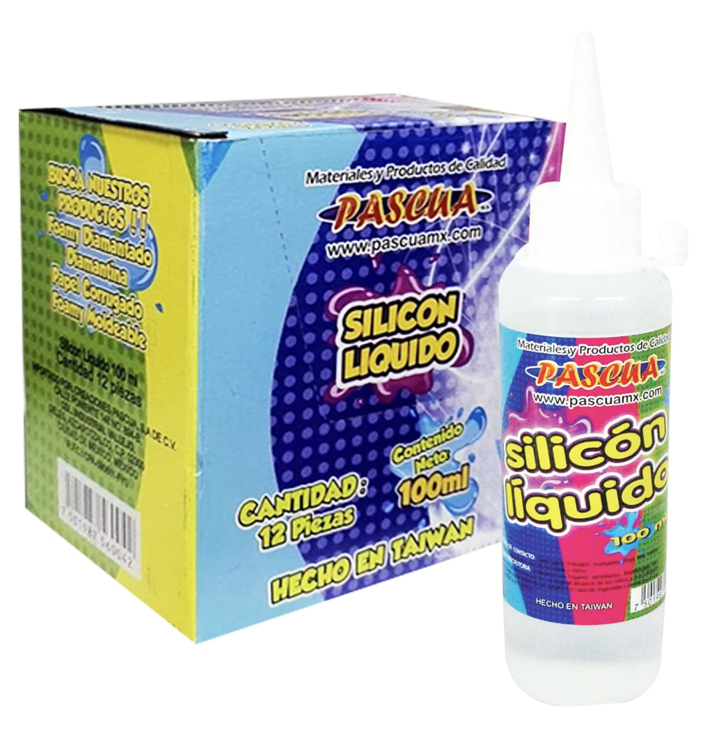 Silicon Liquido Pascua pegamento transparente para manualidad, escolar y de oficina 100 ML 12 pzas