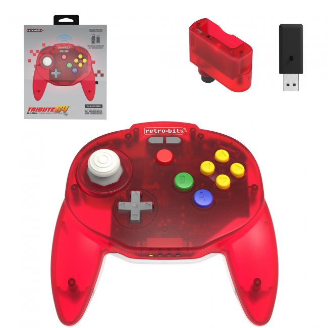 Control Inalambrico Tribute64 2.4 GHz rojo para Nintendo 64 Switch USB