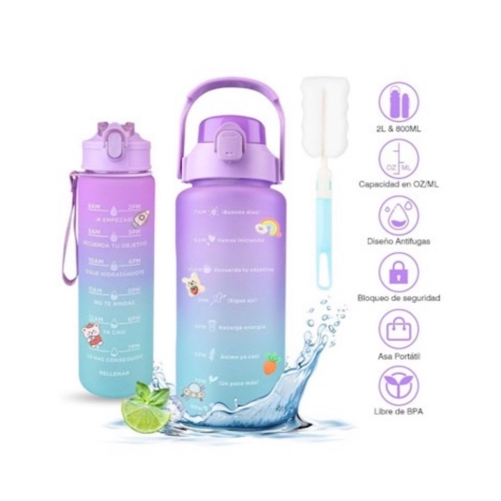 Vasos duo motivacionales  1 vaso de 2L 2do 800ML