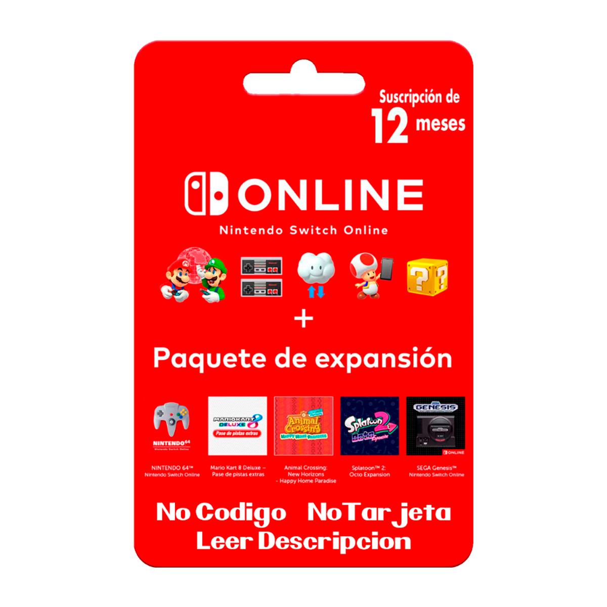 Nintendo Switch Online + Paquete de Expansion No Codigo / No Tarjeta