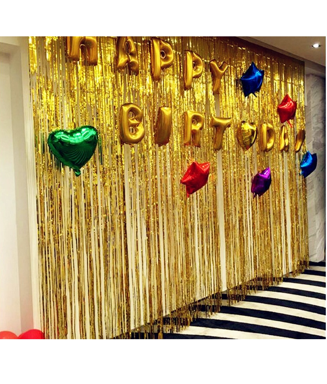 Cortina Tiras Metalicas para Adornar Fiesta Dorada Goshoppingmx.