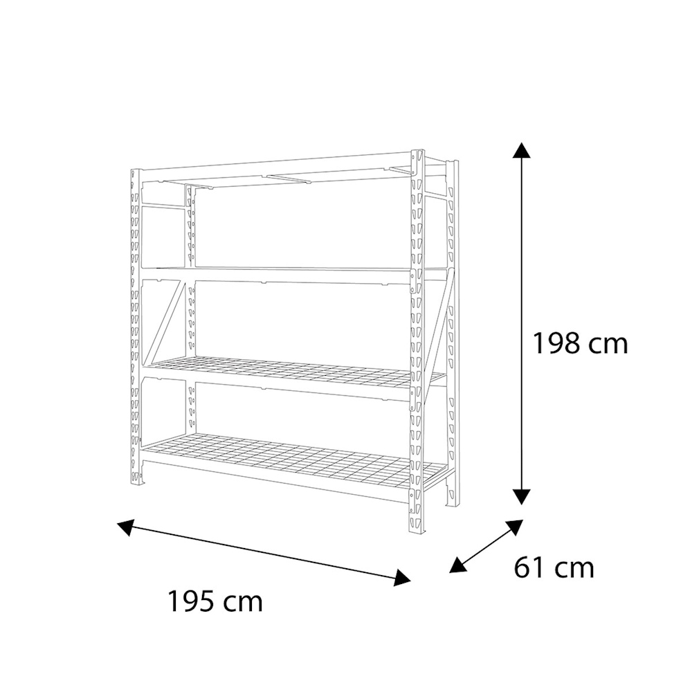 Estante Metálico Industrial 4 Repisas Capacidad Total De 1.13 Toneladas, 182.88 Ancho x 195.58 Alto x 60.96 Fondo
