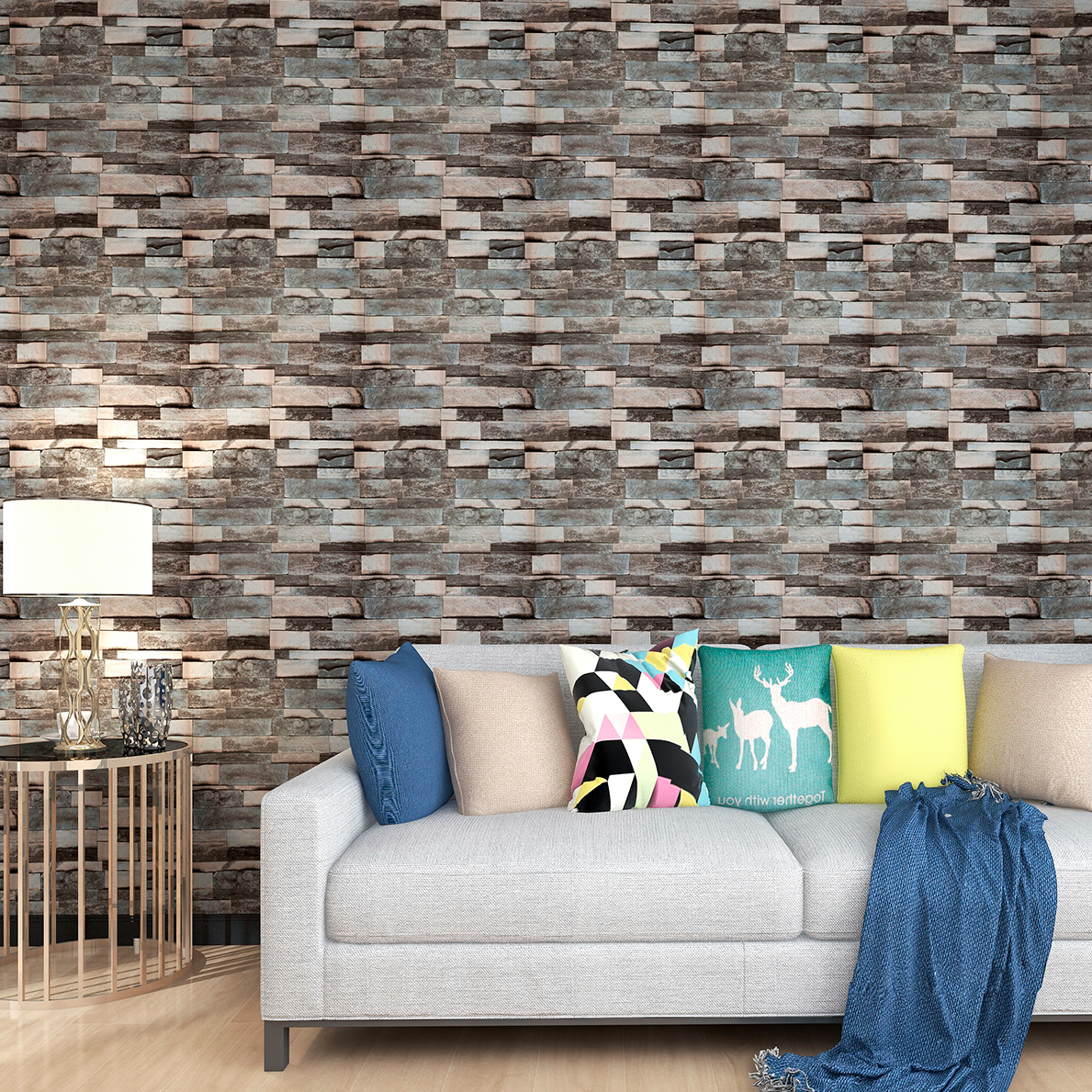 Papel Tapiz Auto Adherible Decorativo Para Pared Cantera Gris.