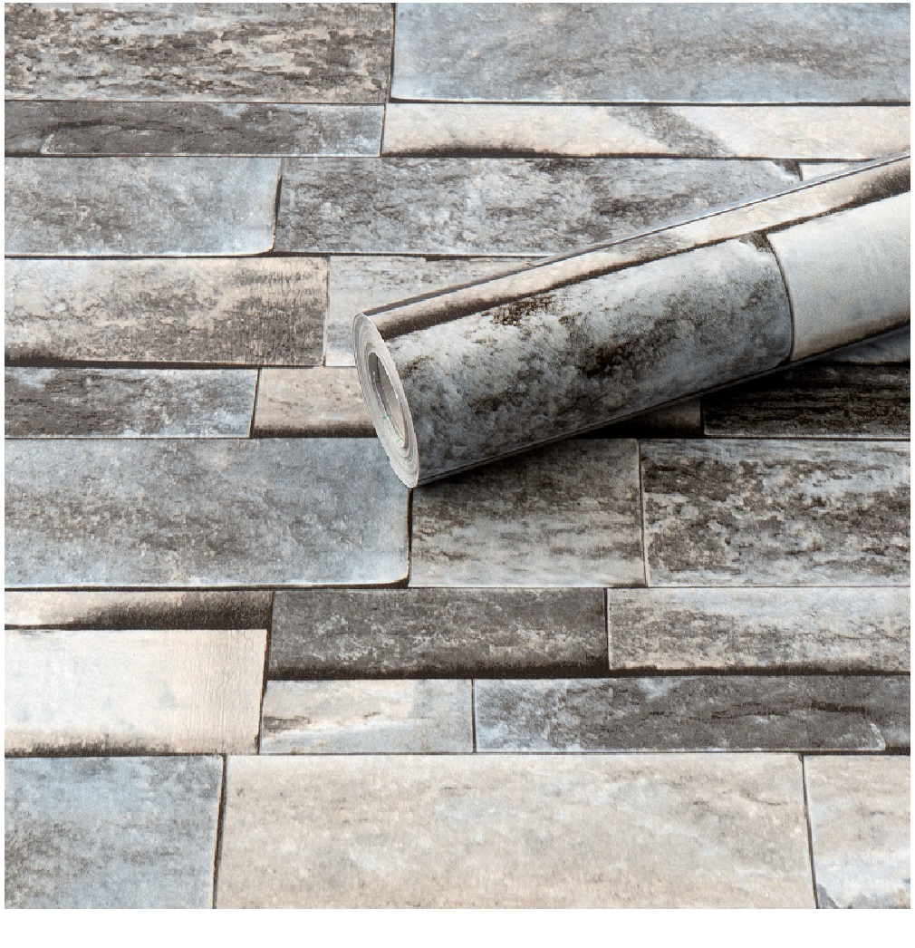 Papel Tapiz Auto Adherible Decorativo Para Pared Cantera Gris.