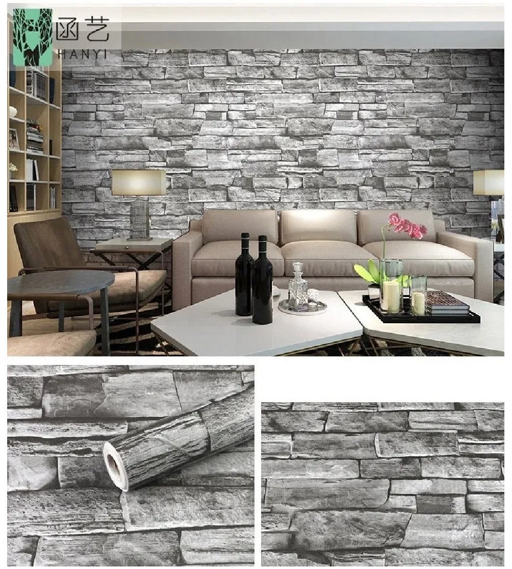Papel Tapiz Auto Adherible Decorativo Para Pared Ladrillo Gris