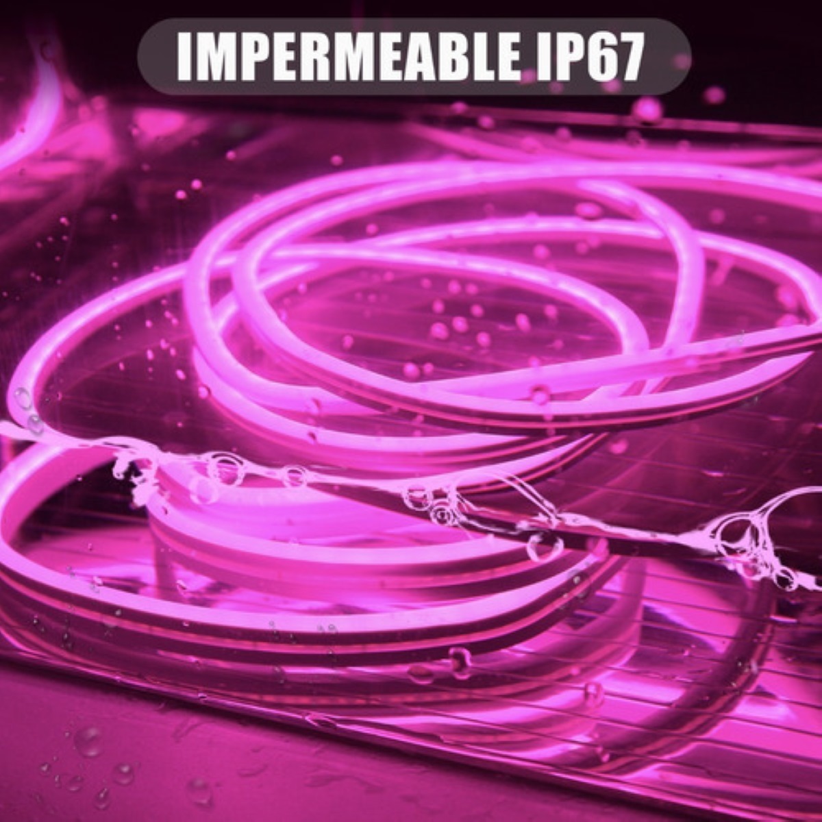 Tiras De Led Luz De Neón Flexible 5m Con Fuente 12v Pink