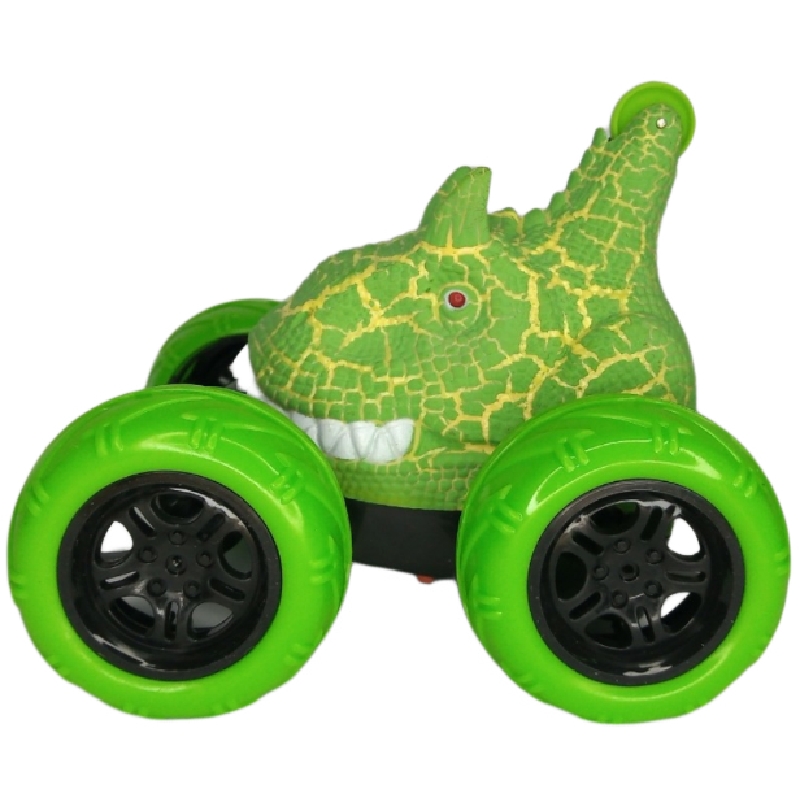 Carro Stun Car Cabeza De Dinosaurio Jurásico Radio Control Verde Amarillo