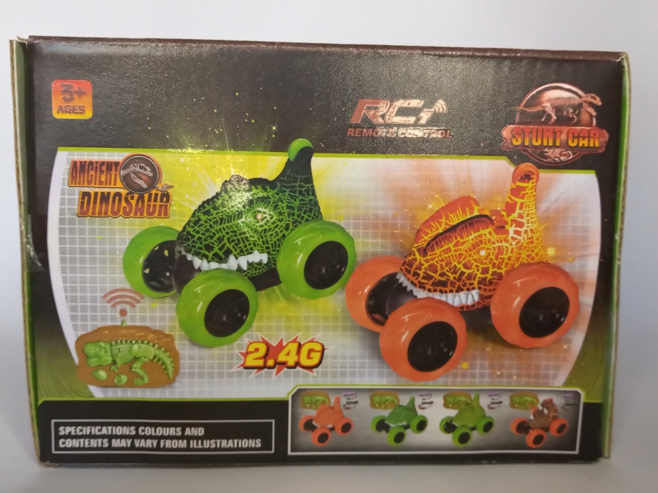 Carro Stun Car Cabeza De Dinosaurio Jurásico Radio Control Verde
