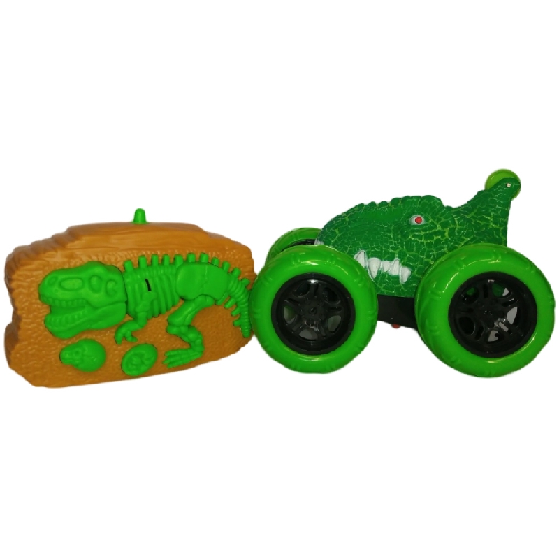 Carro Stun Car Cabeza De Dinosaurio Jurásico Radio Control Verde
