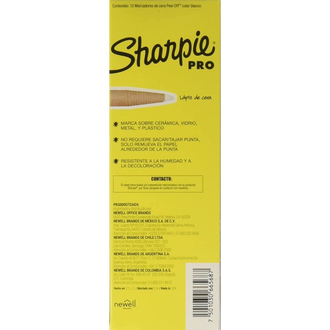 SHARPIE Marcador de cera blanco 12 piezas