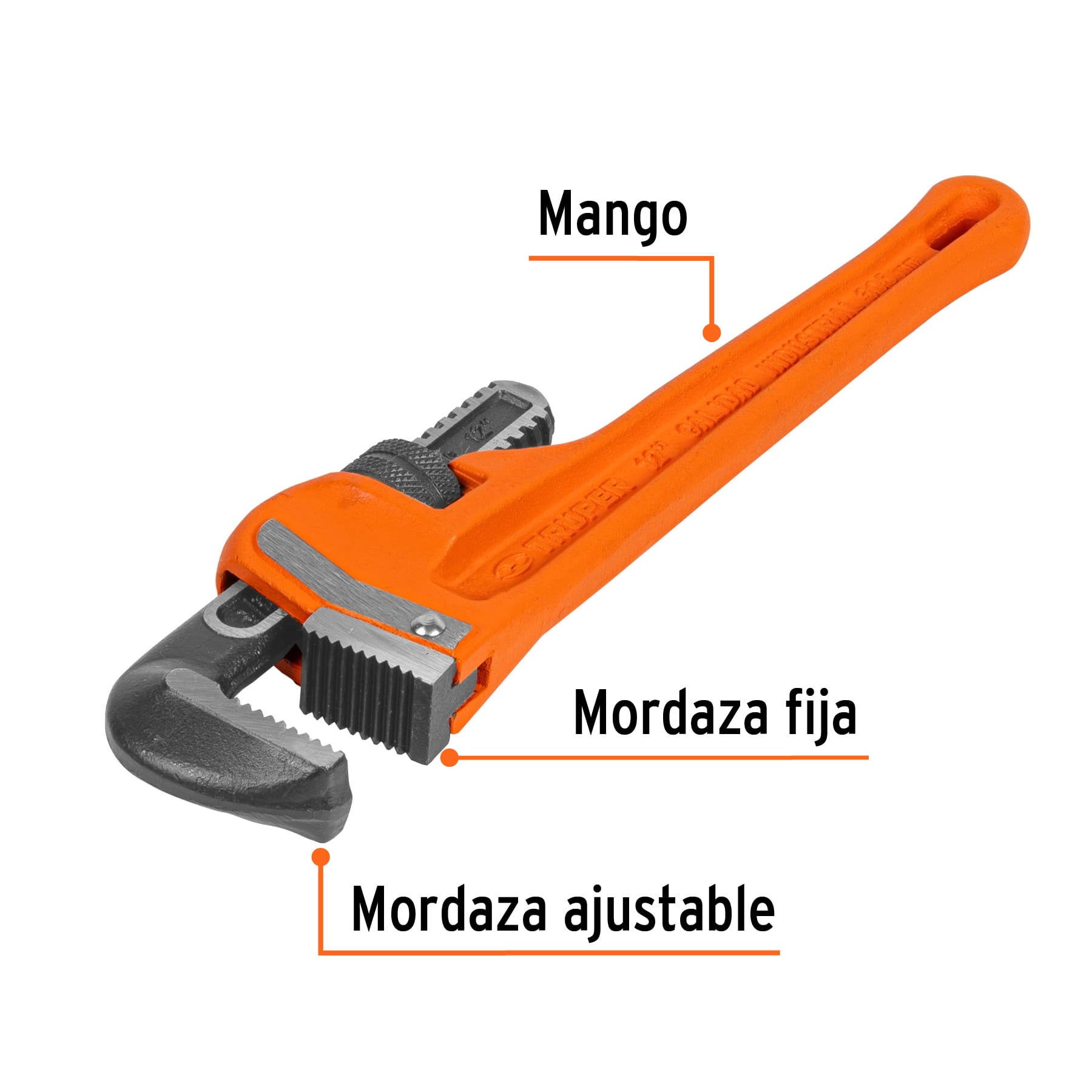 Llave stilson 12 cuerpo robusto de hierro, Truper 15837