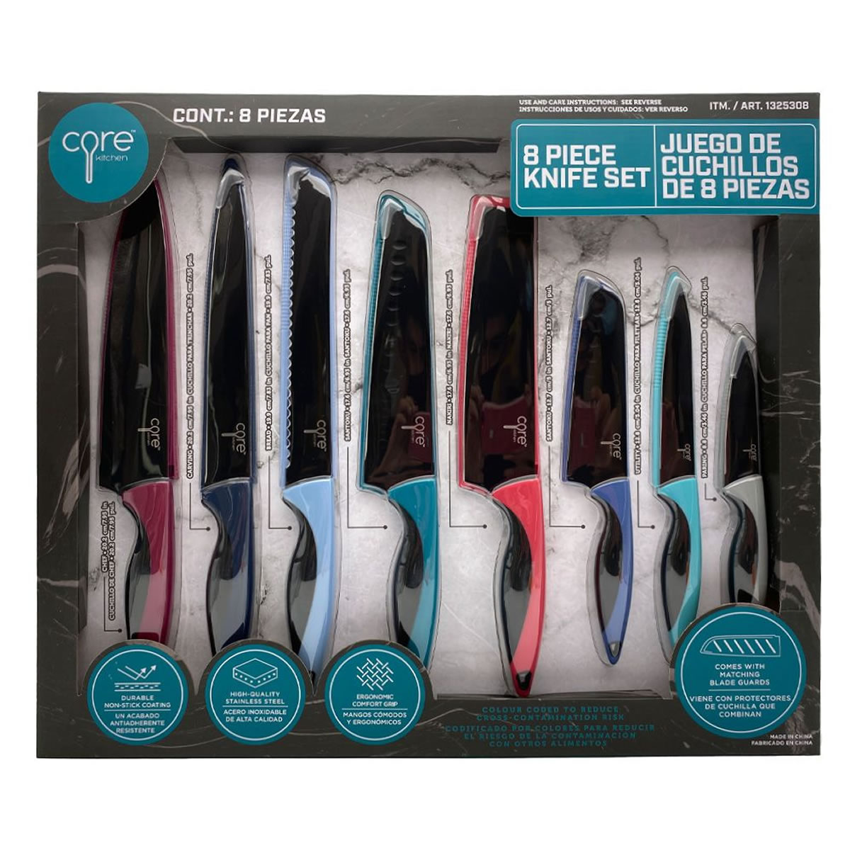 Juego de 8 Cuchillos Para Cocina Core Kitchen 1325308 CST