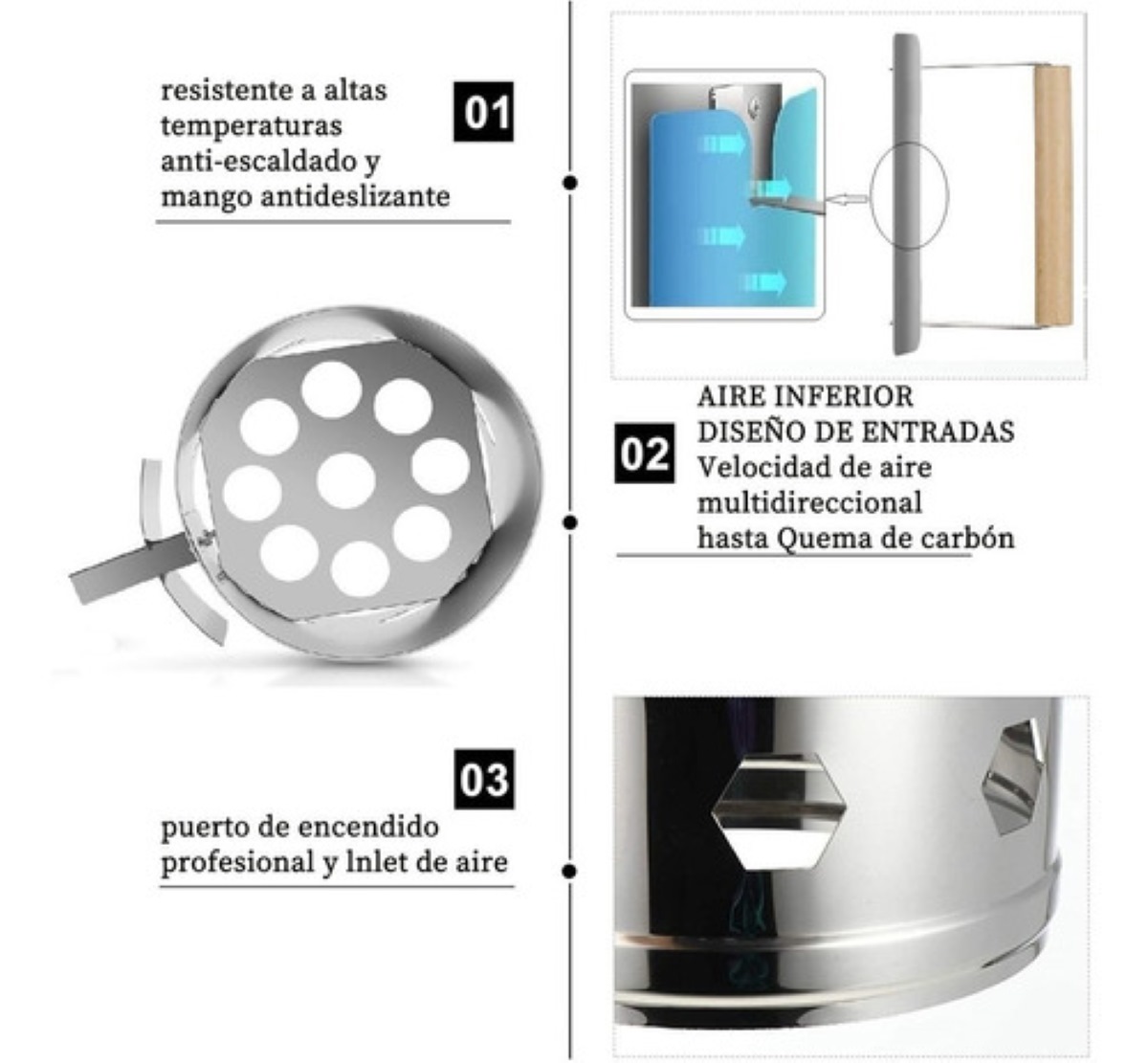 Iniciador De Fuego Para Asador Plateado