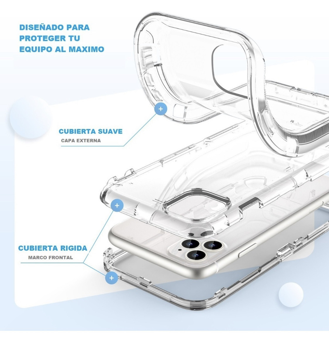 funda uso rudo para IPhone 11 pro max tipo otterbox transparente calidad premium