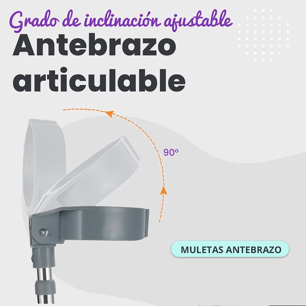 Muletas de Antebrazo tipo Canadiense, Ergonómicas y Ajustables para Adulto en Resistente Aluminio Ultraligero capacidad 100 kgs