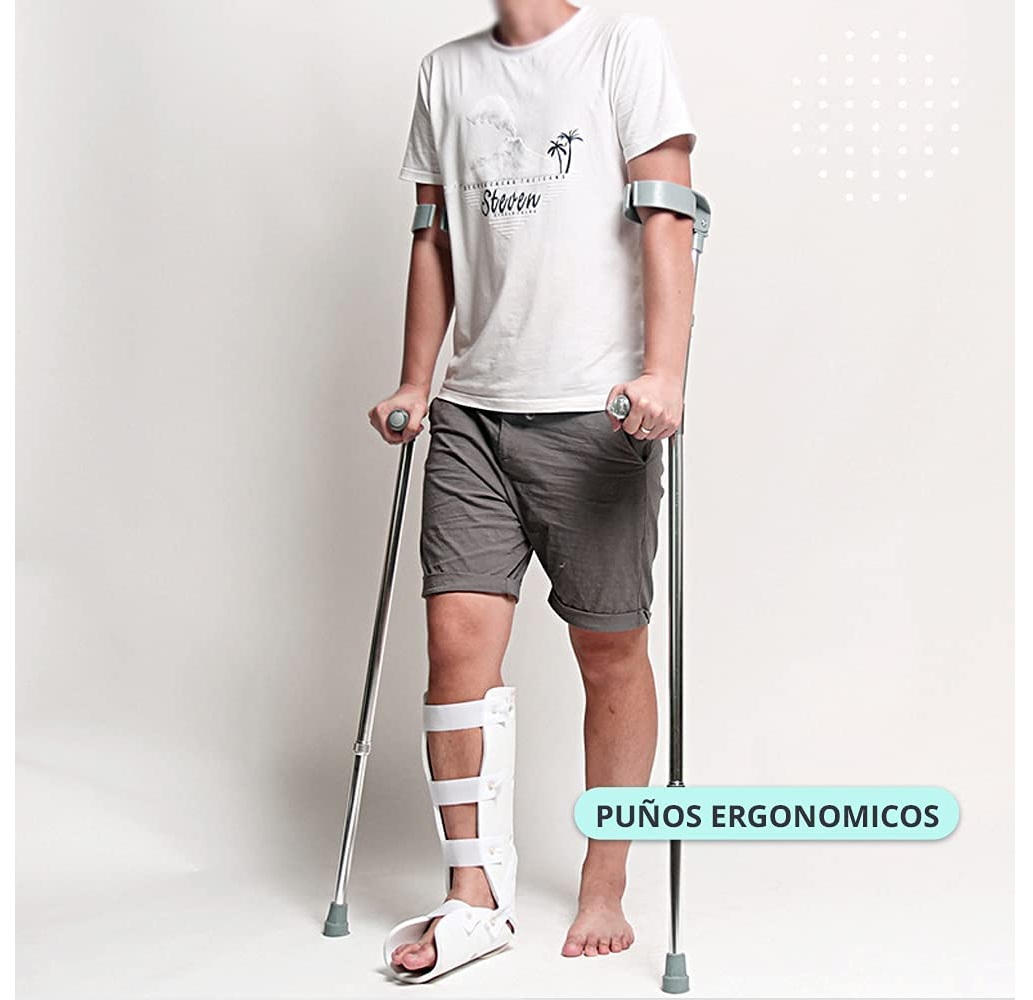Muletas de Antebrazo tipo Canadiense, Ergonómicas y Ajustables para Adulto en Resistente Aluminio Ultraligero capacidad 100 kgs