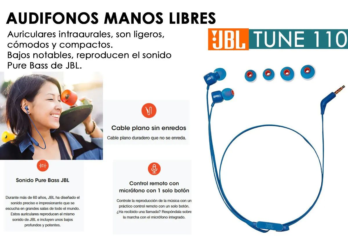 Audifonos Manos Libres In-ear 3.5mm de Chicharo Super Bass Jbl Originales