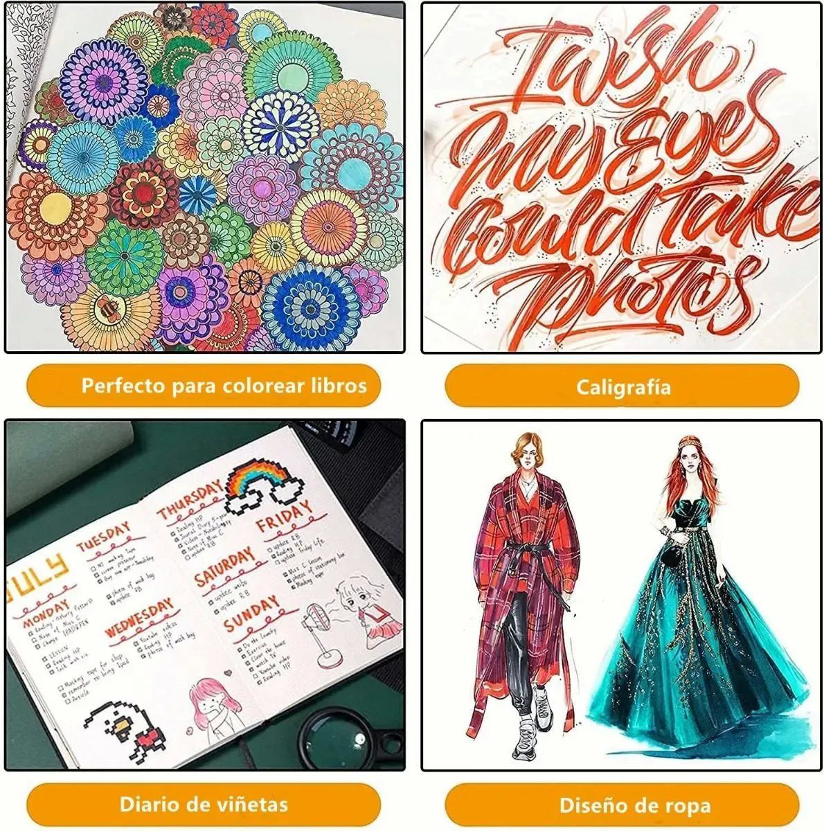 72 Plumones Doble Punta Pincel Lettering Rotuladores Lavables P dibujo