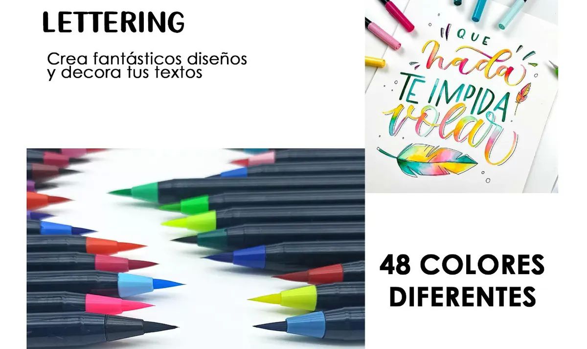 Plumones Punta Pincel Lettering Acuarelables Acuarela Dibujo