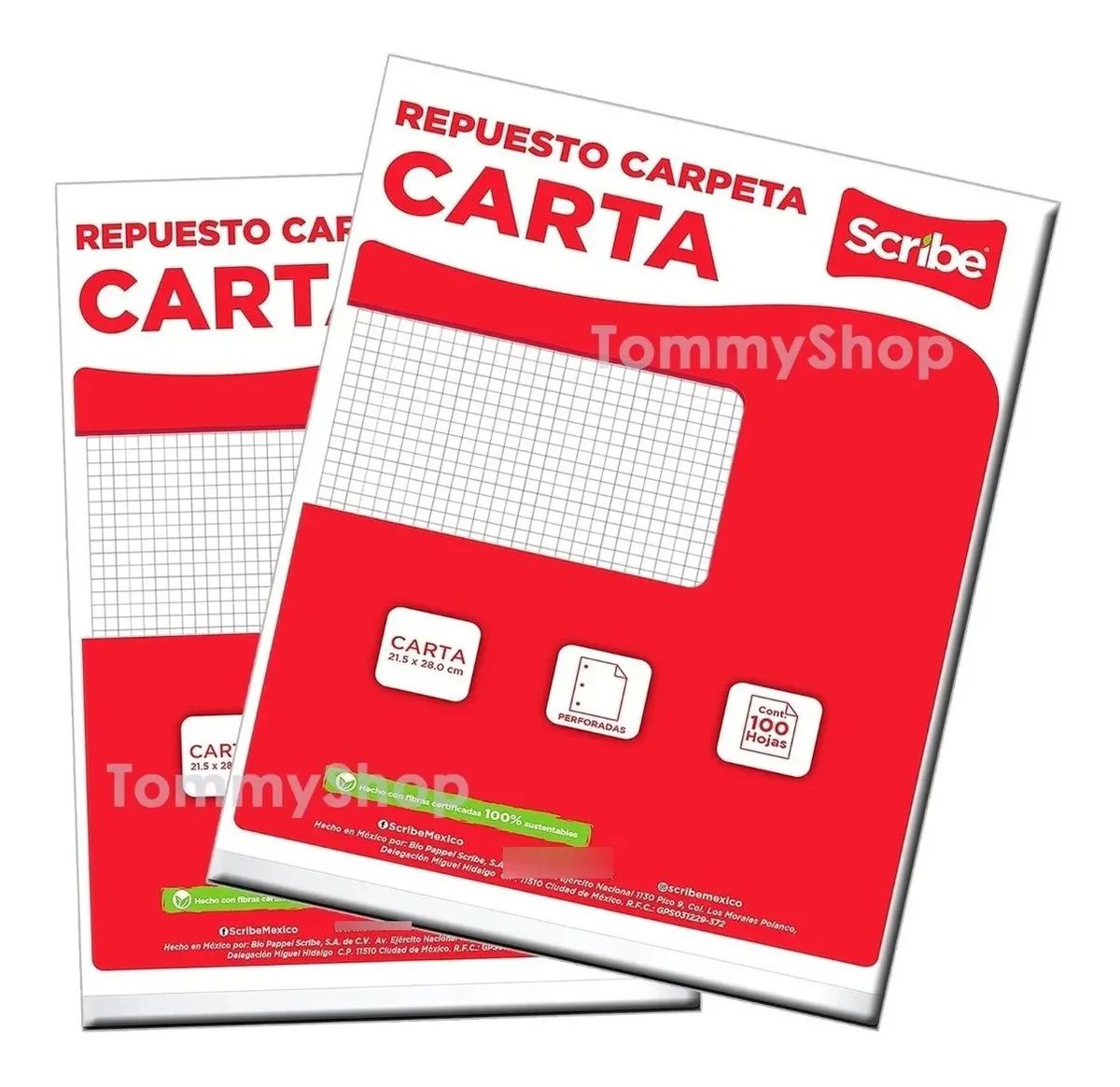 Hojas De Repuesto Para Carpeta Cuadro Chico Tamaño Carta 3 Orificios