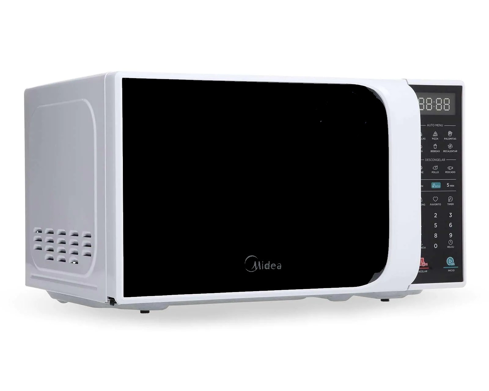 Horno de microondas 7" color blanco puerta negra marca midea