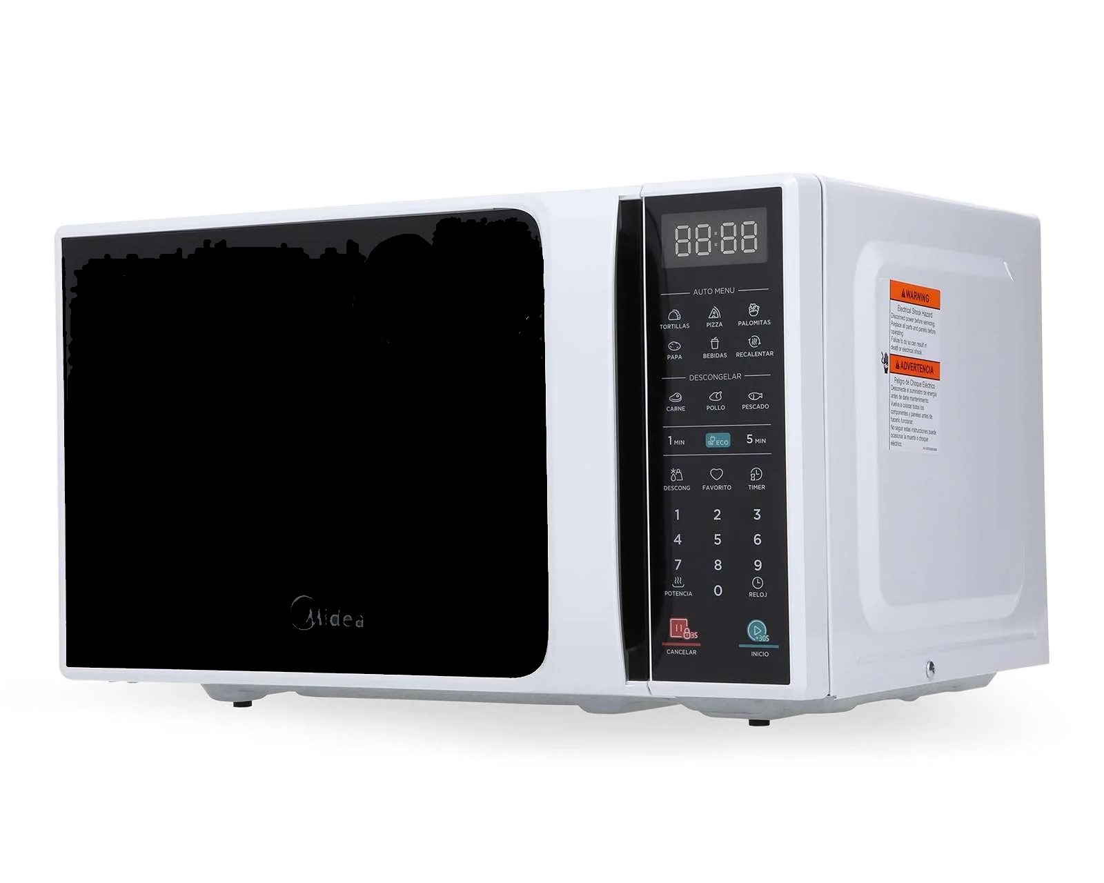 Horno de microondas 7" color blanco puerta negra marca midea