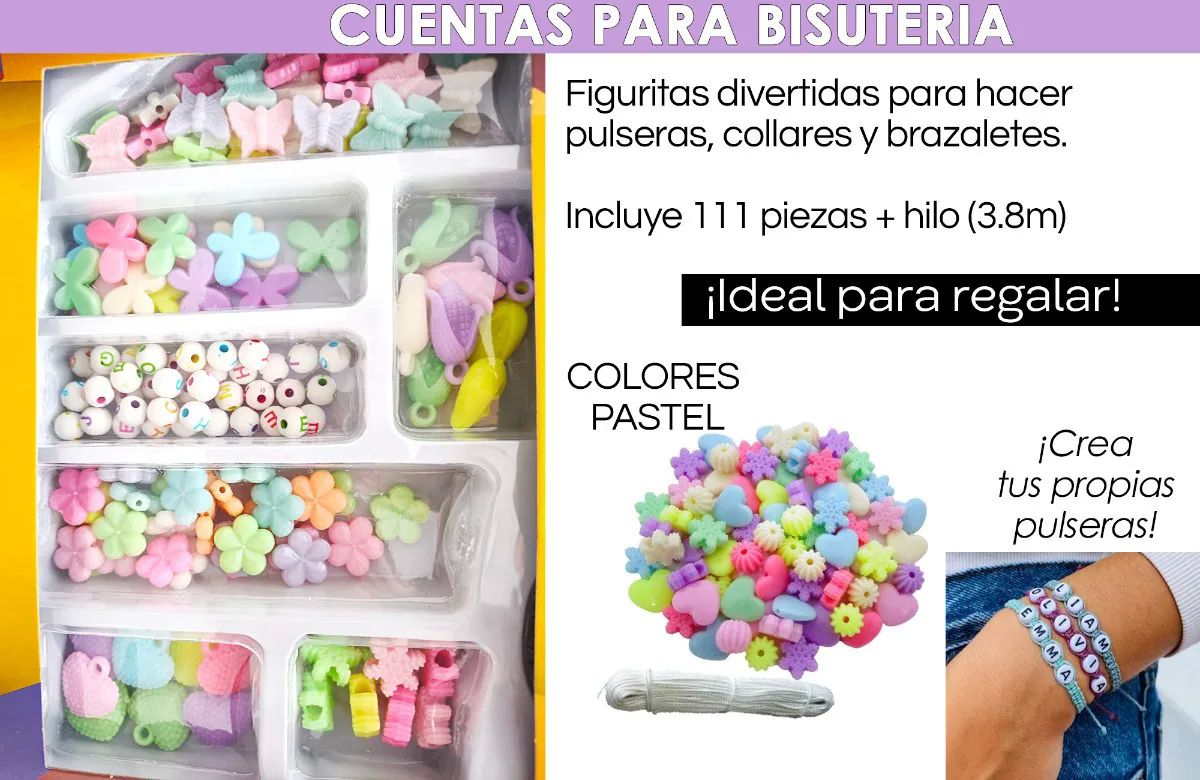 Letras P Bisuteria Pulsera Colores Collar Cuentas Figuritas 