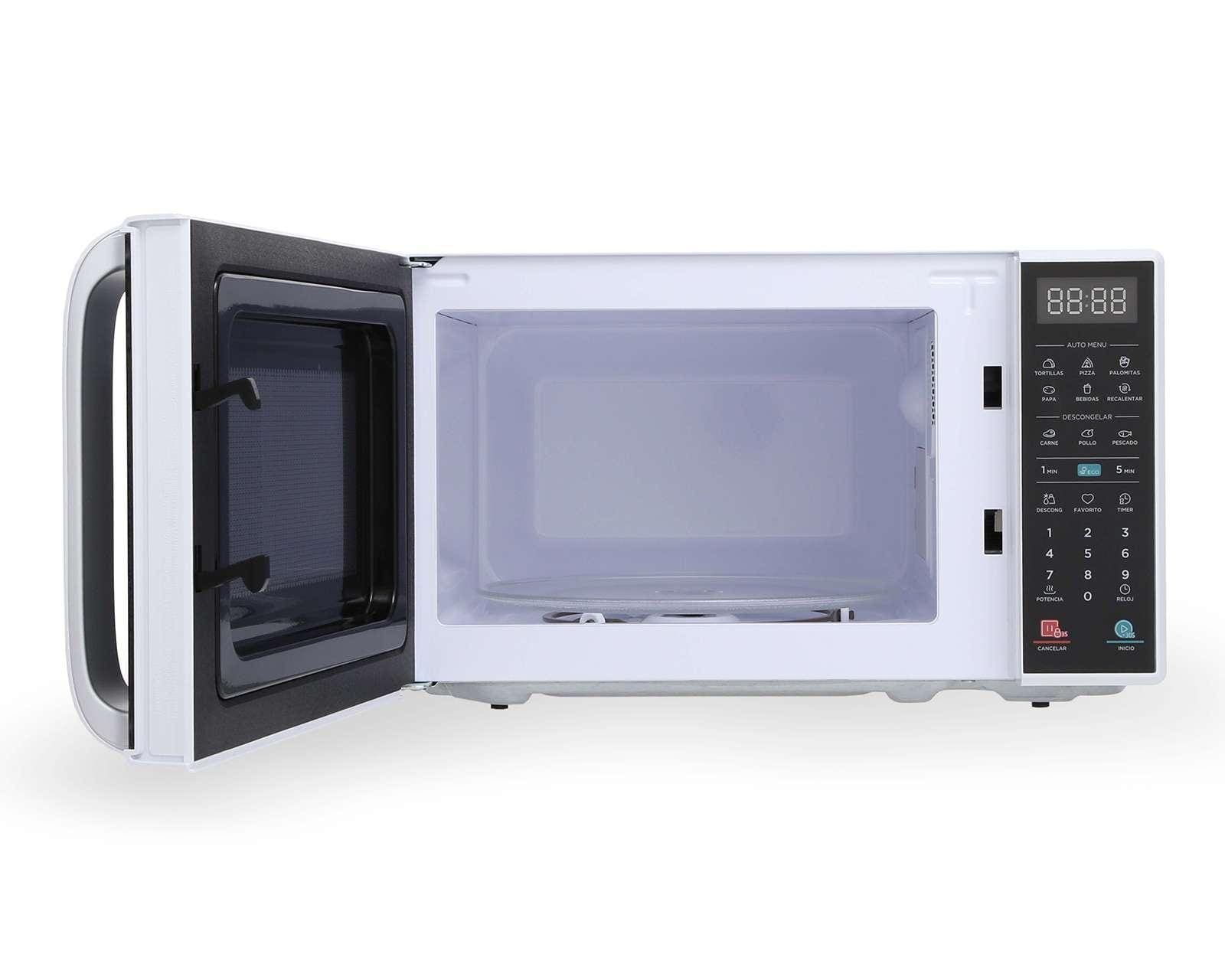 Horno de microondas 7" color blanco puerta negra marca midea