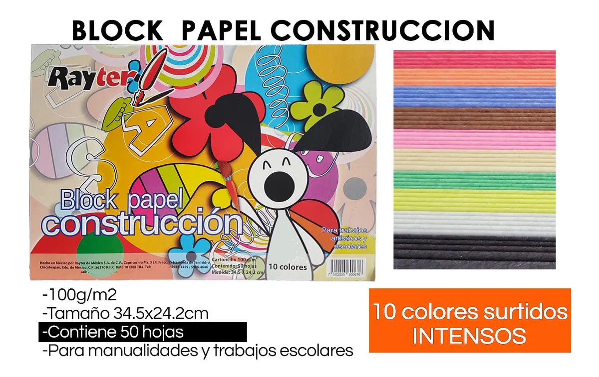 Block Papel Construccion Constructivo Colores Surtidos Manualidades Escolar