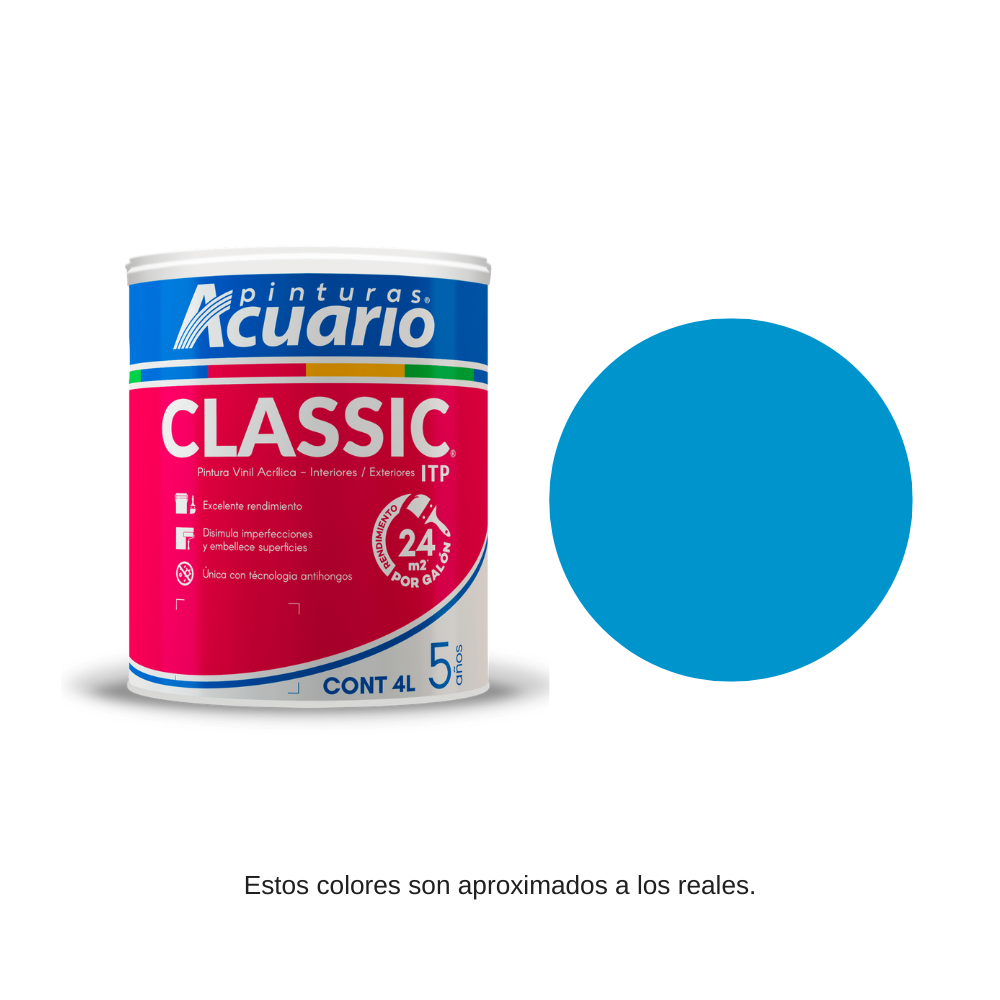 Pintura Classic Color Azul Medio Acuario 4 Lt Va41140