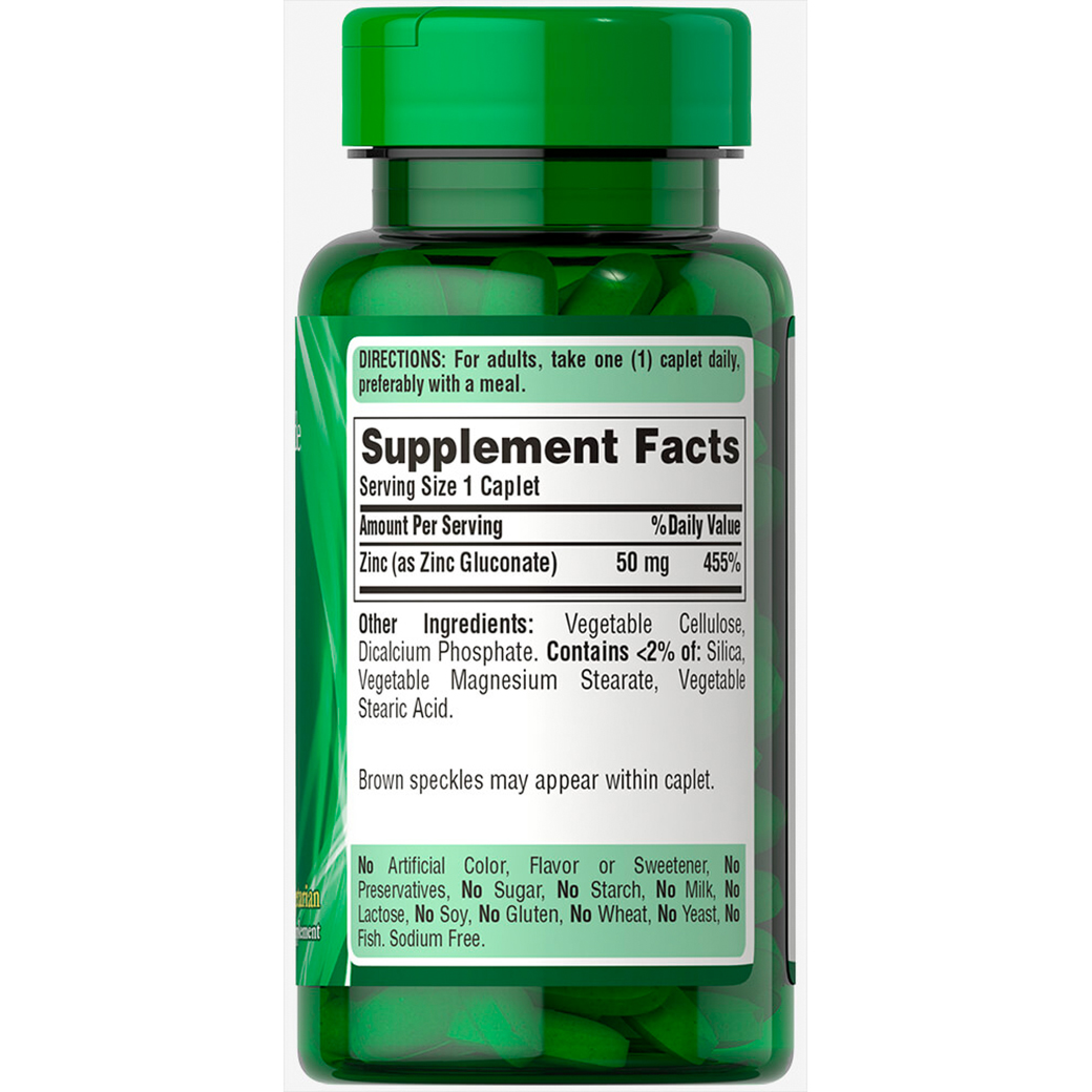 Zinc 50 mg 100 tabletas vegetarianas - Producto de importación 
